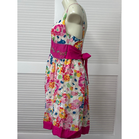 Johnny Was NWT Floral Midi Dress Pink White Embroidered Beaded Size M - Picture 5 of 16